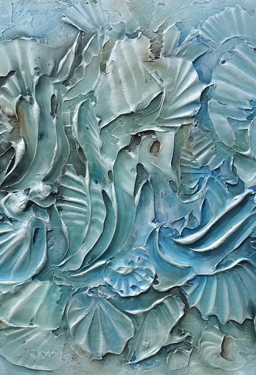 AMAZING ALWAYS NEAR. Large Abstract Textured Coastal Painting by Sveta Osborne