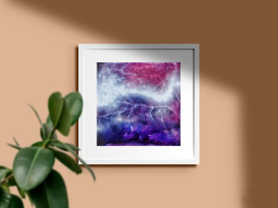 Purple galaxy and Milky Way - original skyscape painting