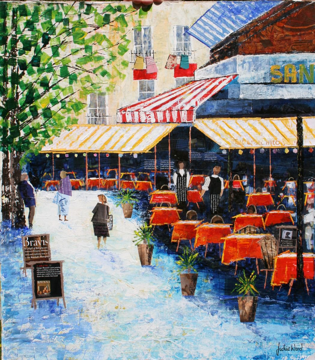 Impressionistic Collage , A Place In The Shade By Jackie Ward, 27 X 30, Artwork For Sale On Artfinder