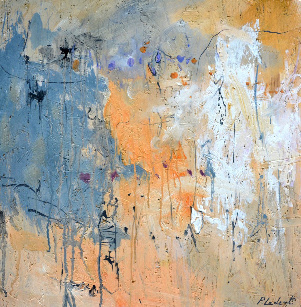 Abstract Oil Painting By Pol Henry Ledent, 24 X 24", Out Of Mind, Original Artwork