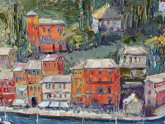 "Seascape". Sea. Original oil painting. boatsin the sea