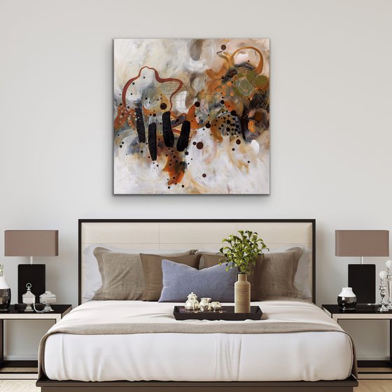 Ça pousse comme des champignons - Original bold abstract landscape on canvas - Ready to hang