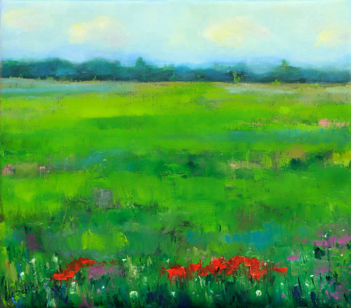 Landscape painting on canvas Summer by Anna Lubchik