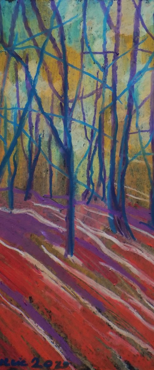 Forest in vermilion and purple by Maja Grecic