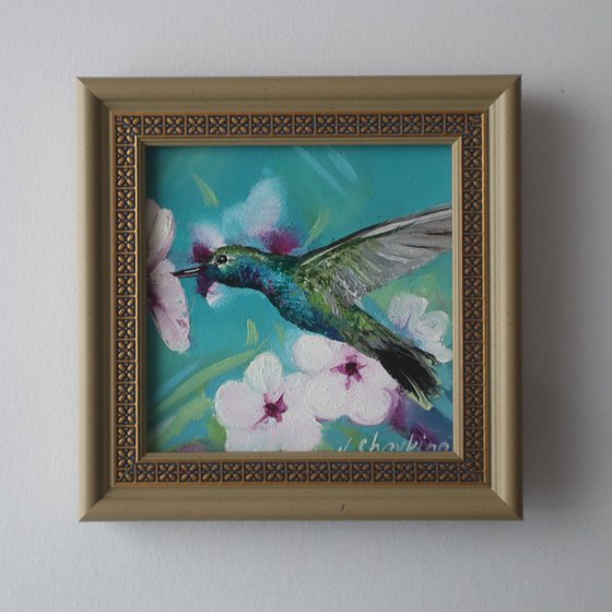 Hummingbird Painting Framed