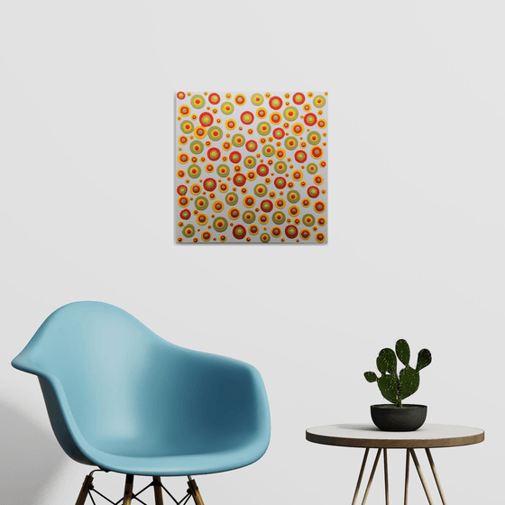 abstract acrylic painting on material canvas with bright colors "colored candies" unique work Alessandro Butera