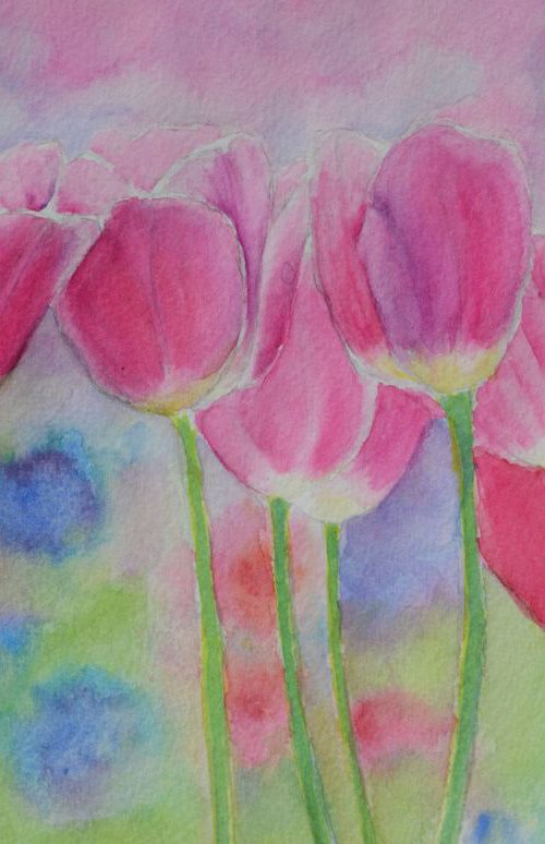 Pink tulips by Neha Soni