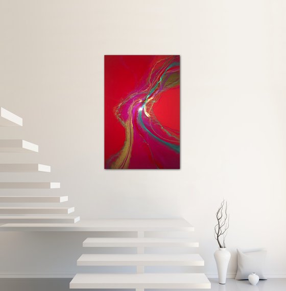 I love You's red abstract painting