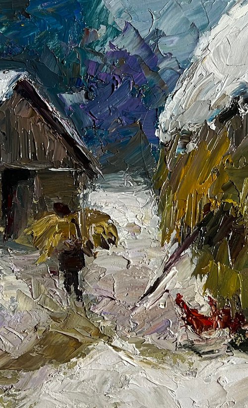 Winter Bustle in the Yard by Boris Serdyuk