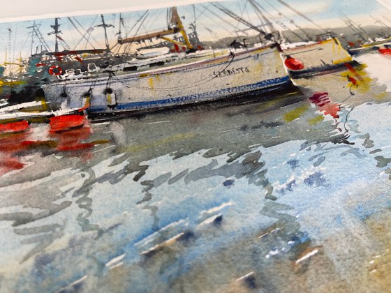 Yachts watercolor.