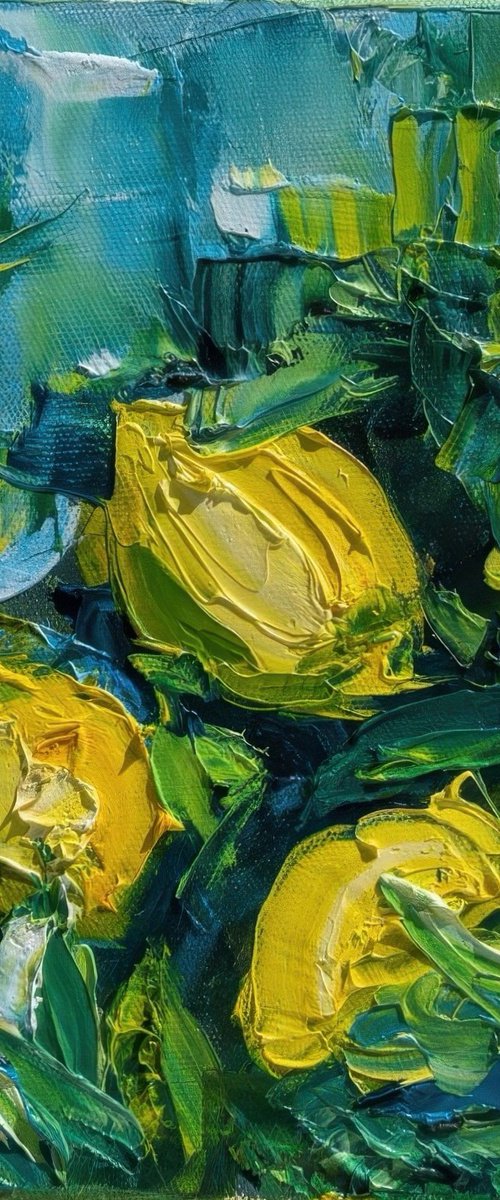 Abstract Lemon Impasto Art by Mily Art