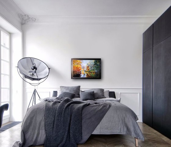 Park and pond in early autumn