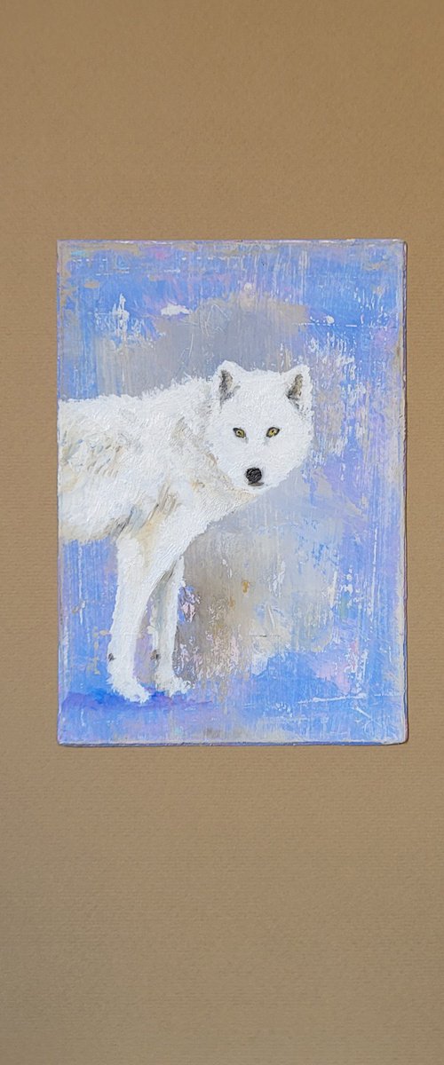 White wolf at dusk by Lisa Braun