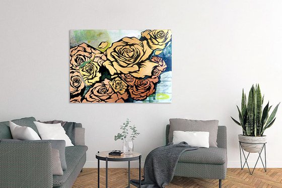 'Valley Of Roses' Abstract Large Painting