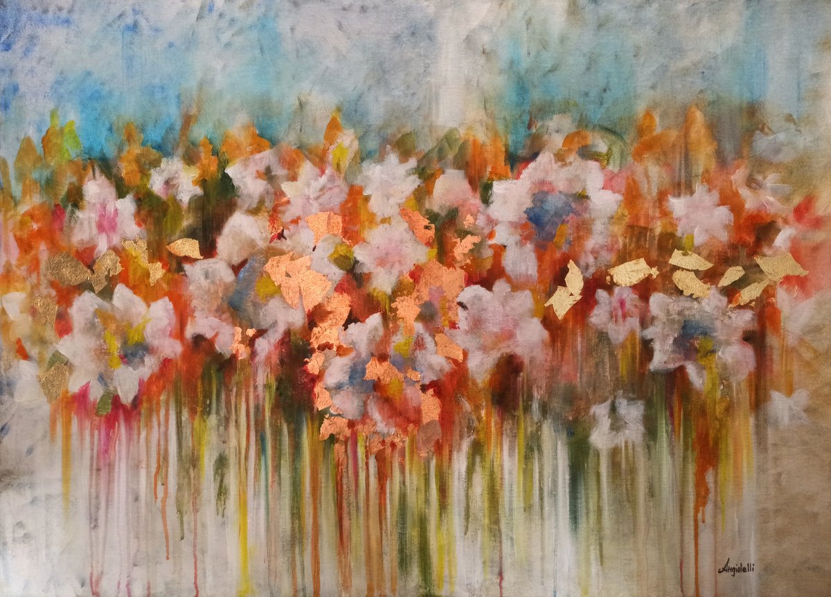 Abstract Painting By Anna Rita Angiolelli, 35 X 26, Multicolor, Original Artwork