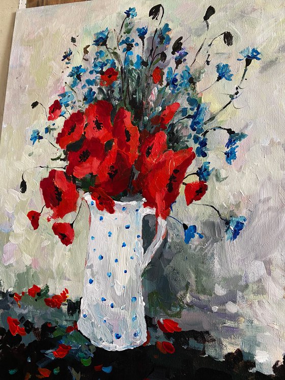 Sold Acrylic “Still life with poppies", perfect gift