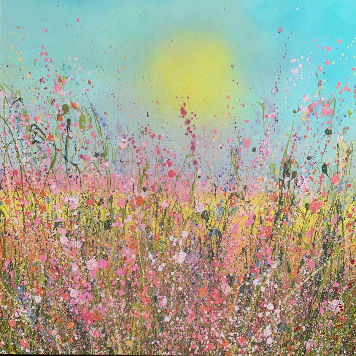 Impressionistic Botanical Oil Painting By Yvonne Coomber, 47 X 47", I Love You So Very Much, Original Artwork