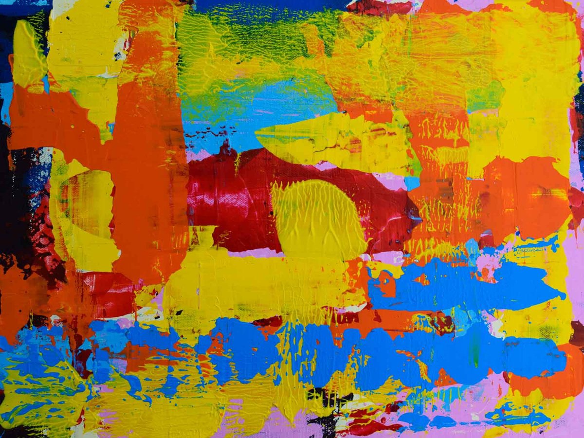 Abstract Acrylic Painting By Km Arts, 16 X 12", On My Travels, Original Artwork