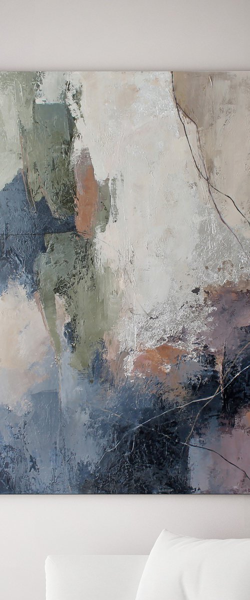 "Brume" Abstract purple green acrylic art by Yana Sagan