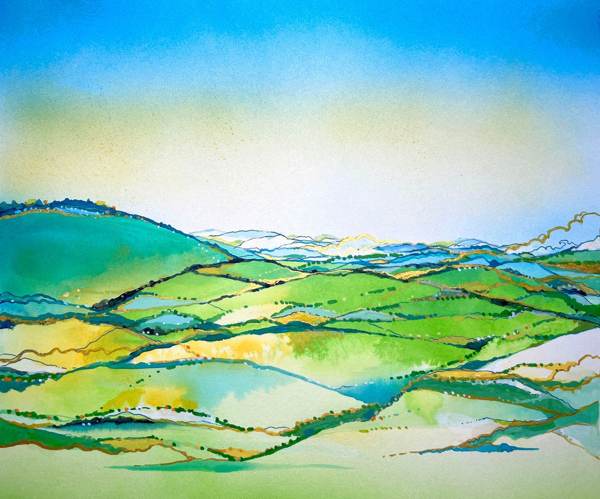 Impressionistic Watercolour , Folded Land By Chris Keegan, 12 X 10, Artwork For Sale On Artfinder