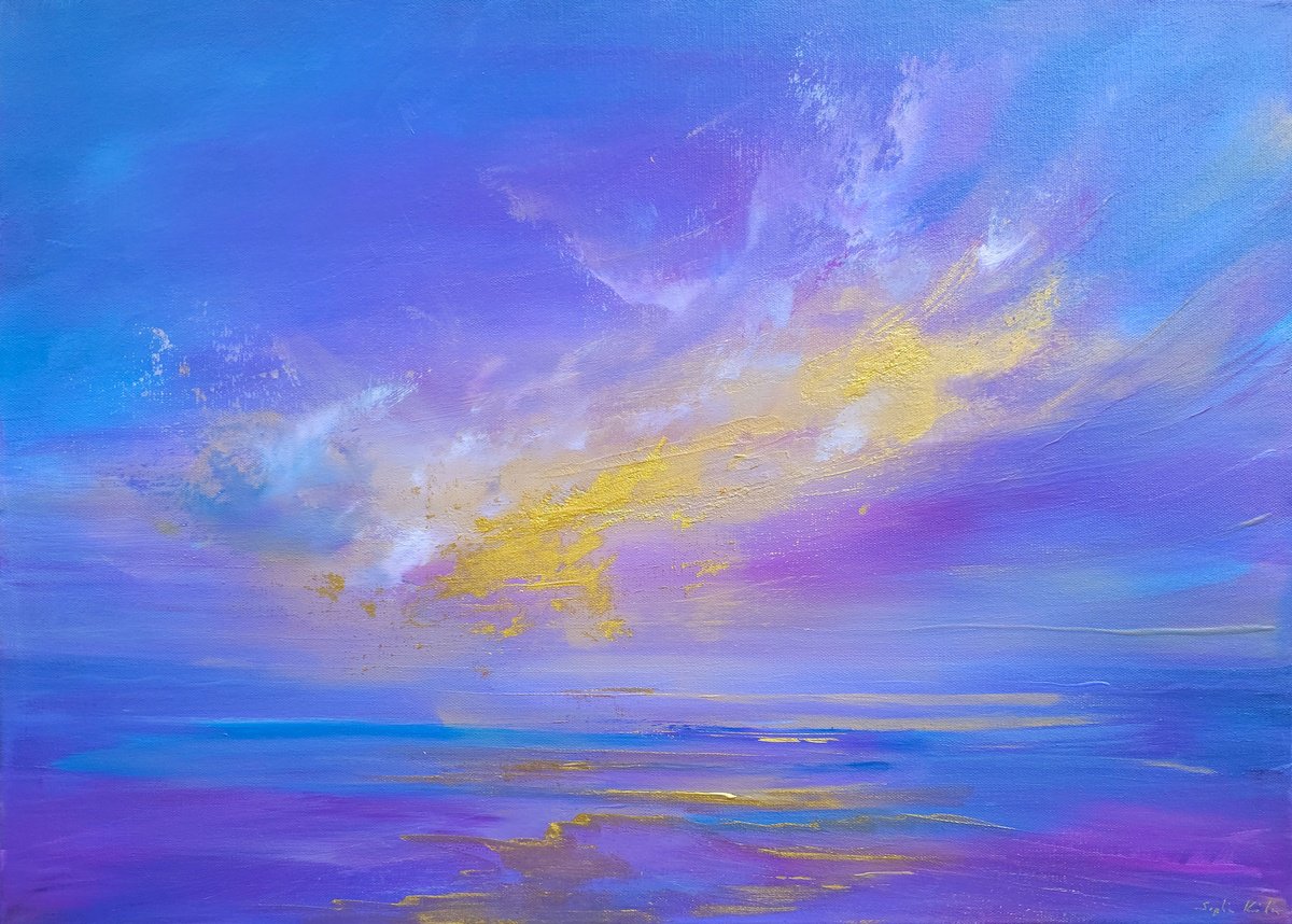 Expressive Landscape Acrylic Painting By Sophia Kuhn, 28 X 20", Whispers Of Light, Original Artwork