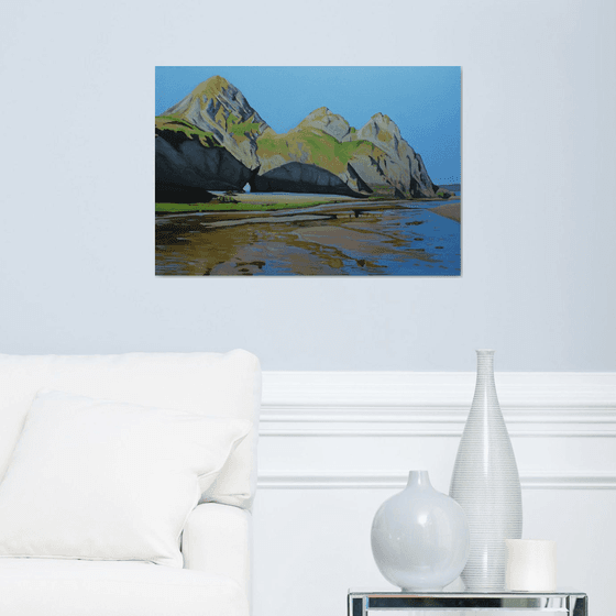 Early Morning Shadows at Low Tide, Three Cliffs (Gower)