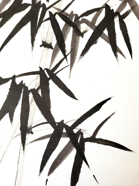 Three bamboos - Bamboo series No. 2110 - Oriental Chinese Ink Painting