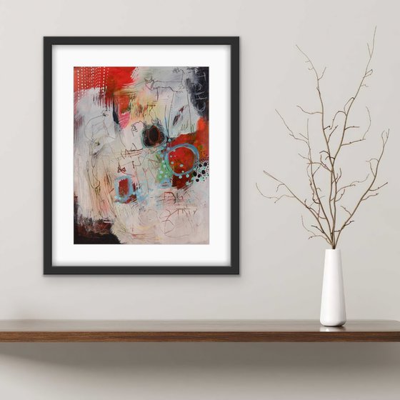 Cha-CHAT-cha - Original abstract painting on paper - One of a kind