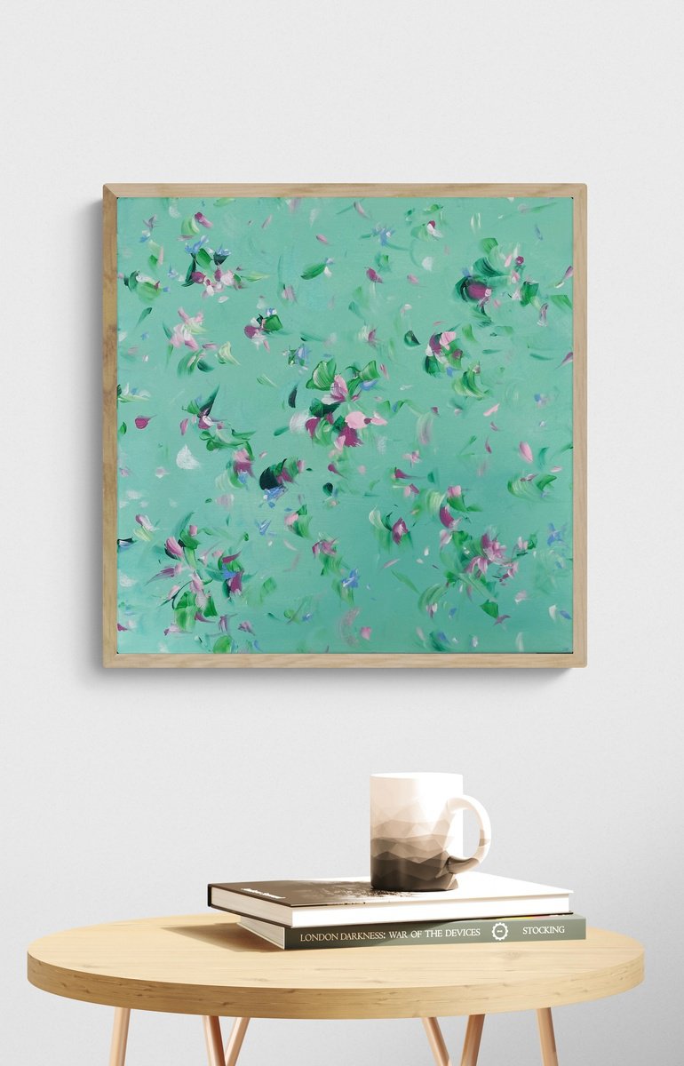 Organic Botanical Acrylic Painting By Katherine Spiller, 19 X 19", Love You Forever, Original Artwork