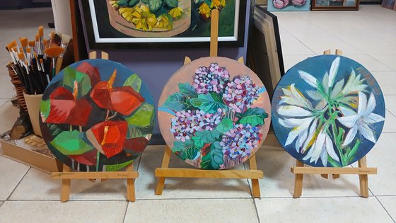 Bright flowers- triptych