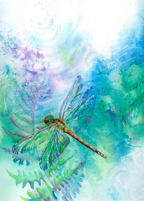 Dragonfly, original watercolour painting