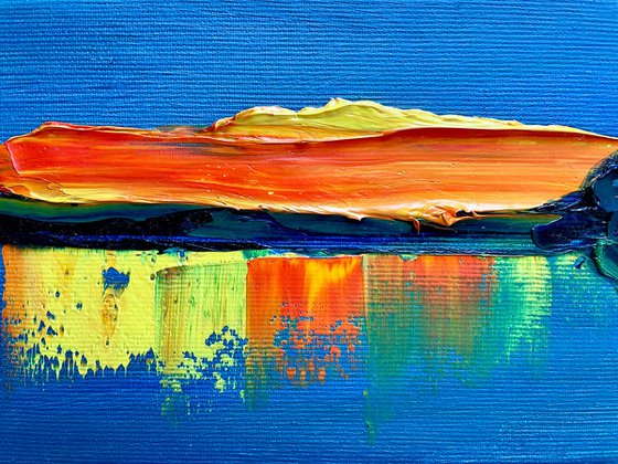 Bratislava Original Oil Painting on Canvas, Small Abstract Cityscape Artwork, Sunset City Wall Art