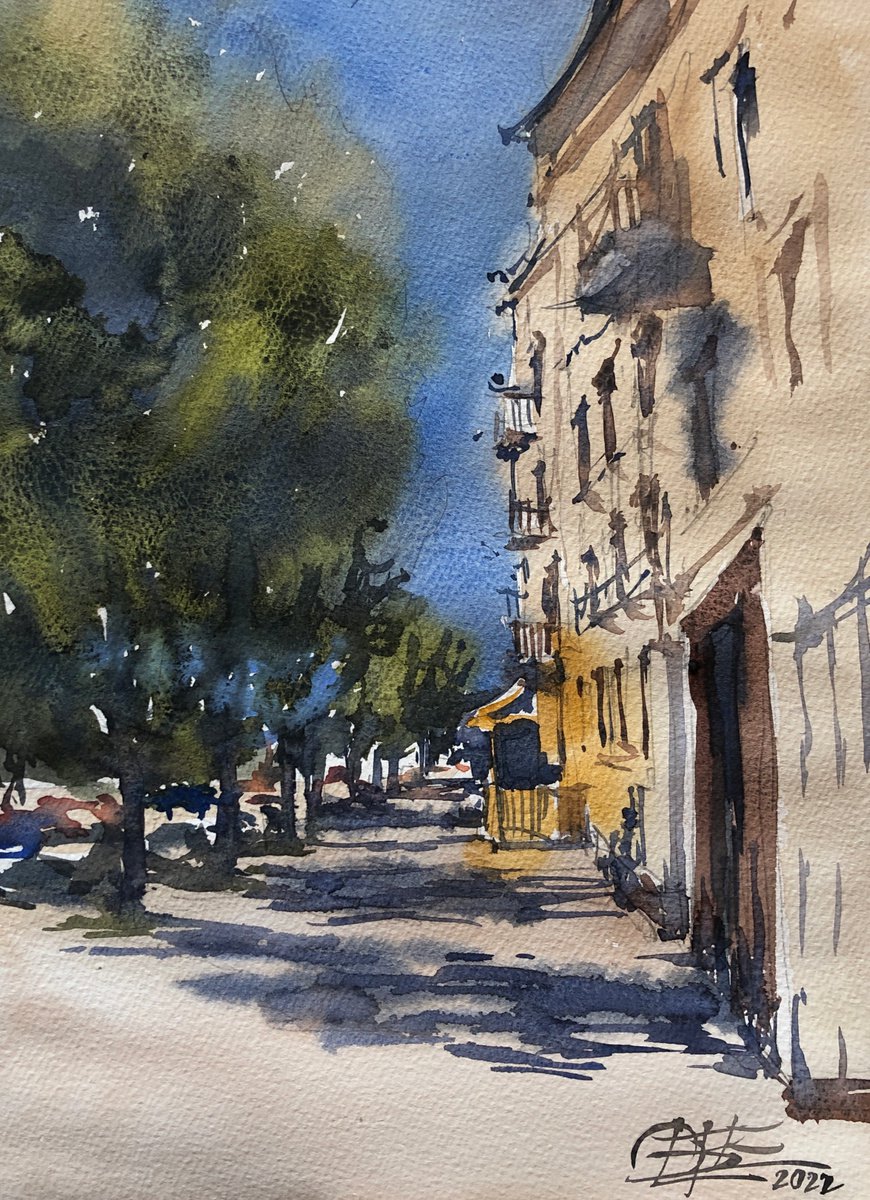 Street sketch (Skoder city) by OLGA BELOBORODOVA