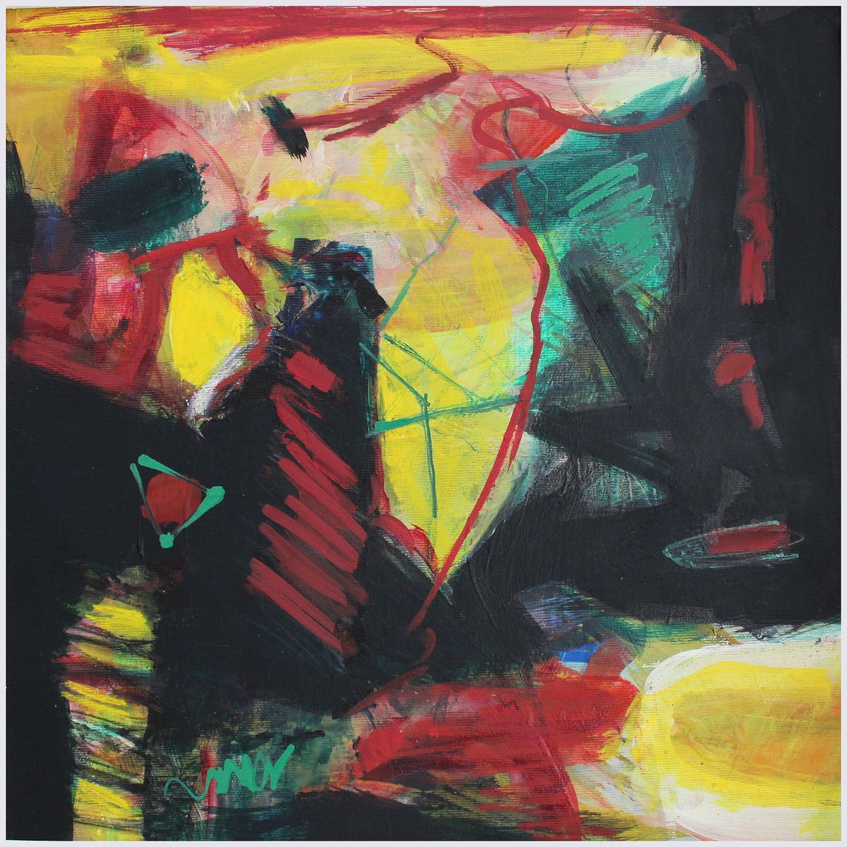 Abstract Oil Painting By Victorine Follana, 16 X 16", Trame D