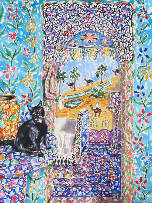 The Black Cat And The Flowers by Kristen Olson Stone