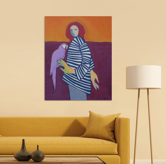 Girl with a parrot.