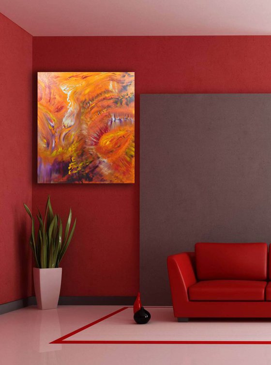 Eternal battle -  70x80 cm, Original abstract painting, oil on canvas