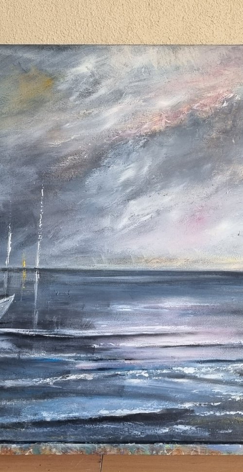 Anchors Down Seascape in oils by Hayley Huckson