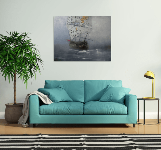 Harbor of destroyed dreams - Lost in the Fog  SPECIAL PRICE !!! W 120 x H 94 cm