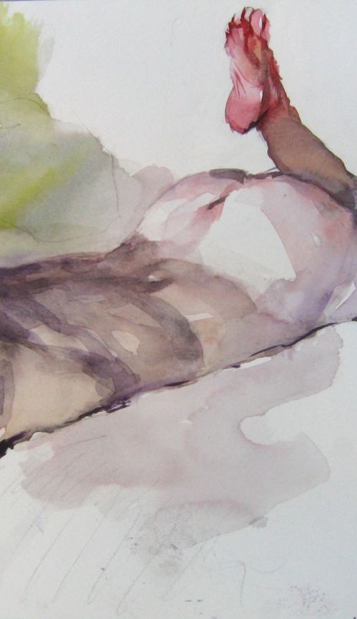 nude  lying  pose by Goran Žigolić Watercolors