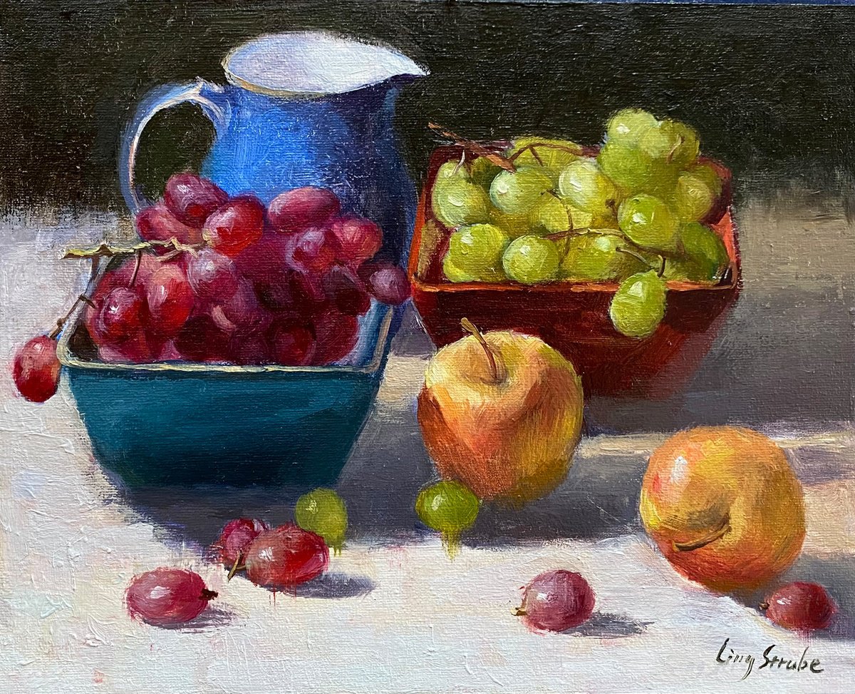 Impressionistic Still Life Oil Painting By Ling Strube, 12 X 9", Still Life, Original Artwork
