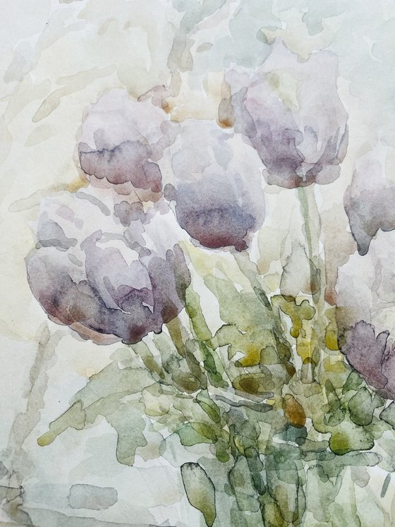 Tulips watercolour painting