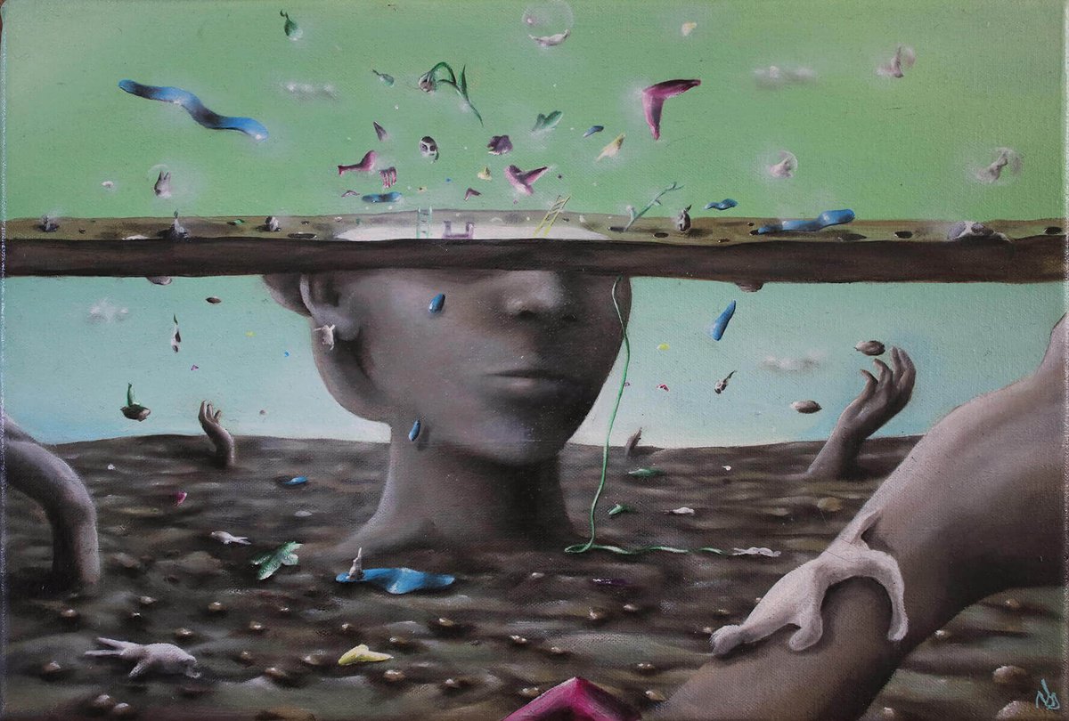 Surrealistic Landscape Oil Painting By Vanessa T Stefanova, 15 X 10", Surrealists And Psychology, Original Artwork