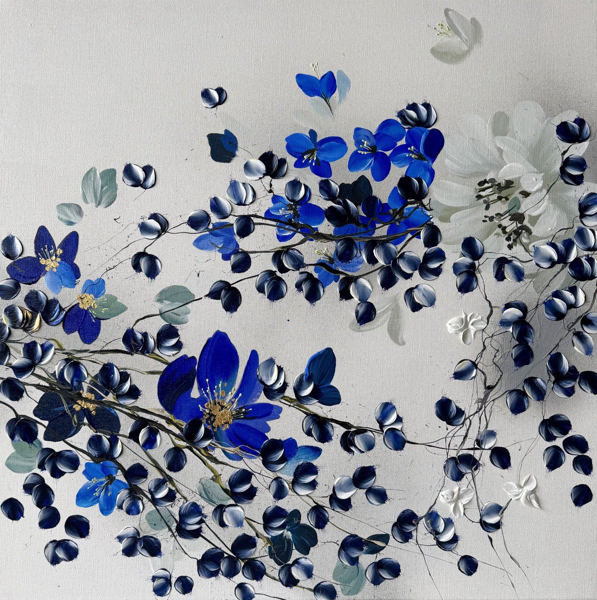 Midnight Blossoms By Anastassia Skopp, 31 X 31, Artwork For Sale On Artfinder