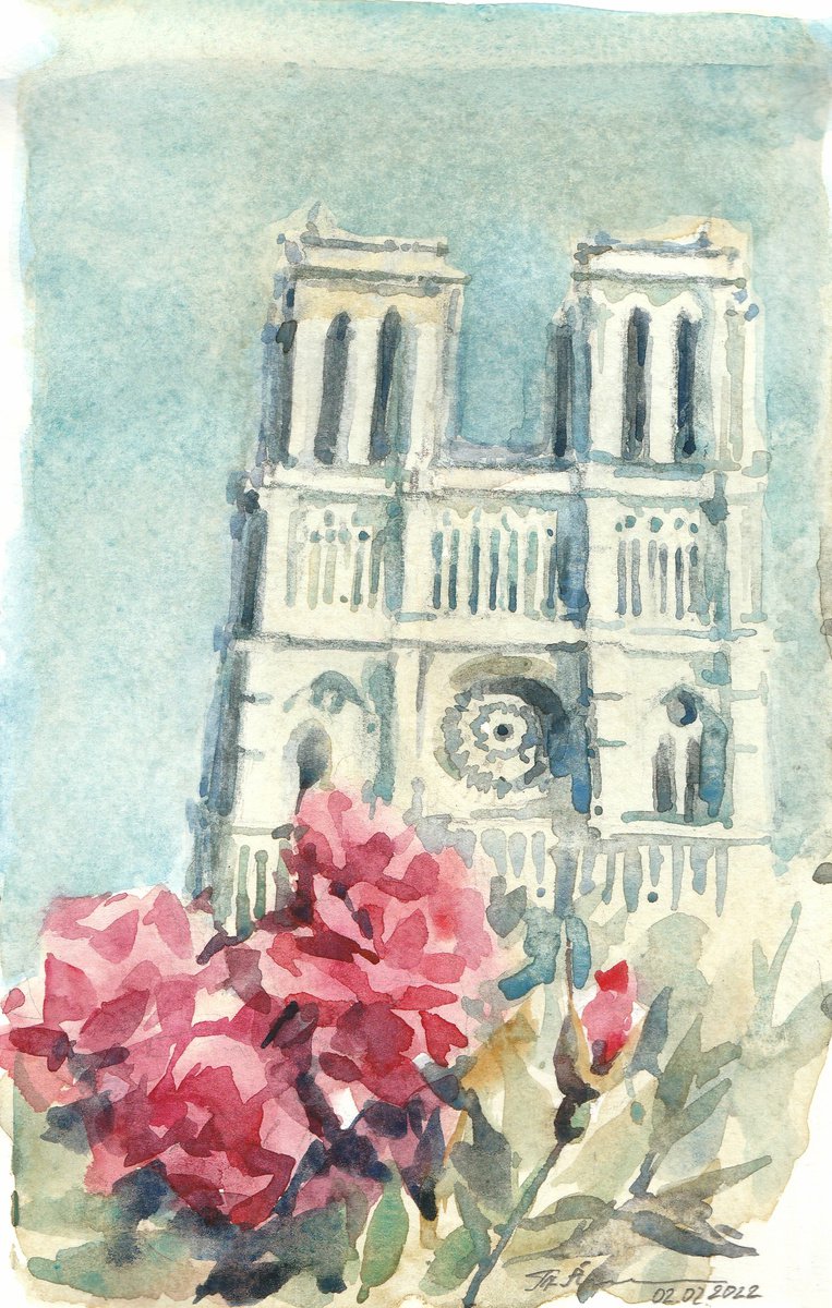 Red Roses of Notre-Dame de Paris by Tatiana Alekseeva