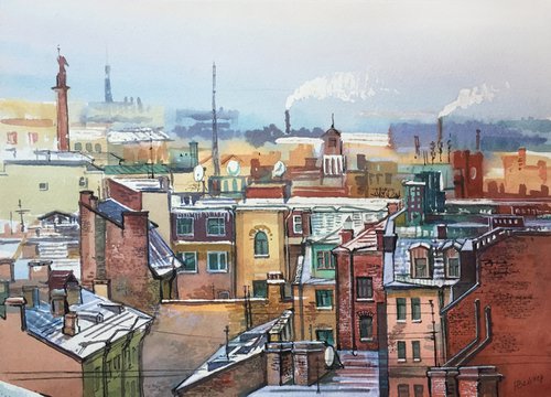 Winter cityscape. St. Petersburg city by Natalia Veyner