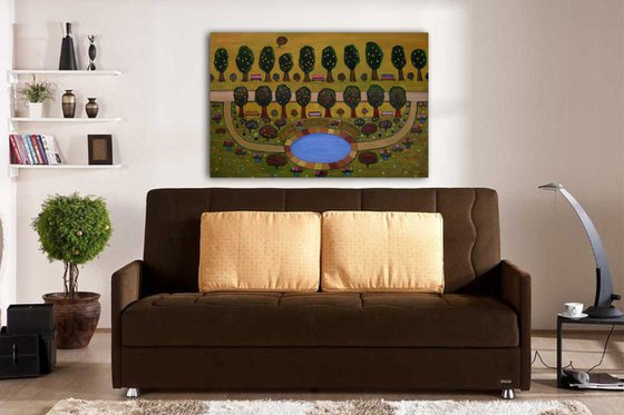 SEPTEMBER (Modern Contemporary Fine Arts Impressionistic Expressive Landscape Oil Painting LARGE SIZE URBAN ART OFFICE ART DECOR HOME DECOR GIFT IDEA)