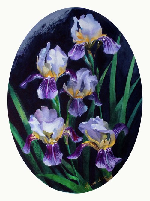 Irises in watercolor by Marta Nyrkova