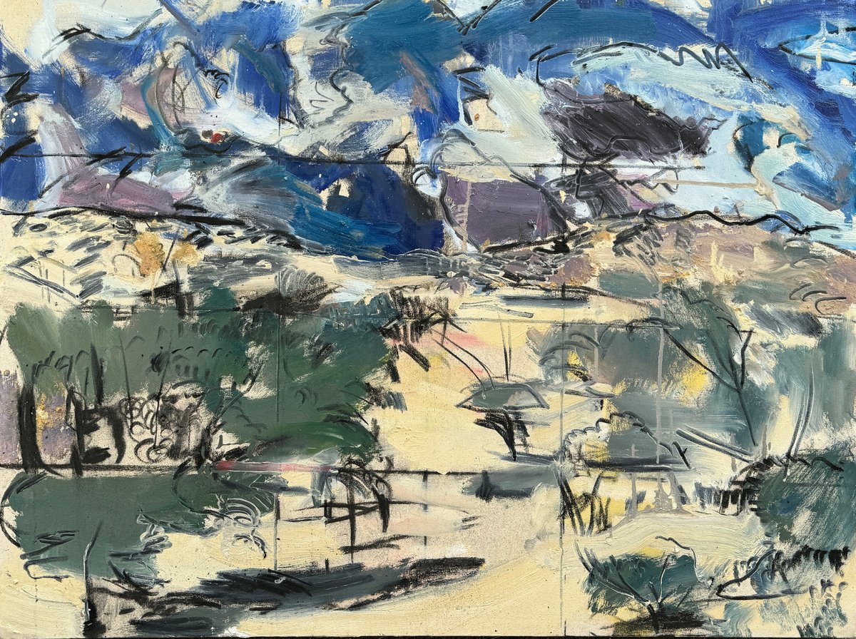 Expressive Landscape Oil Painting By Darren Jekel, 50 X 38, Blue Oaks, Original Artwork