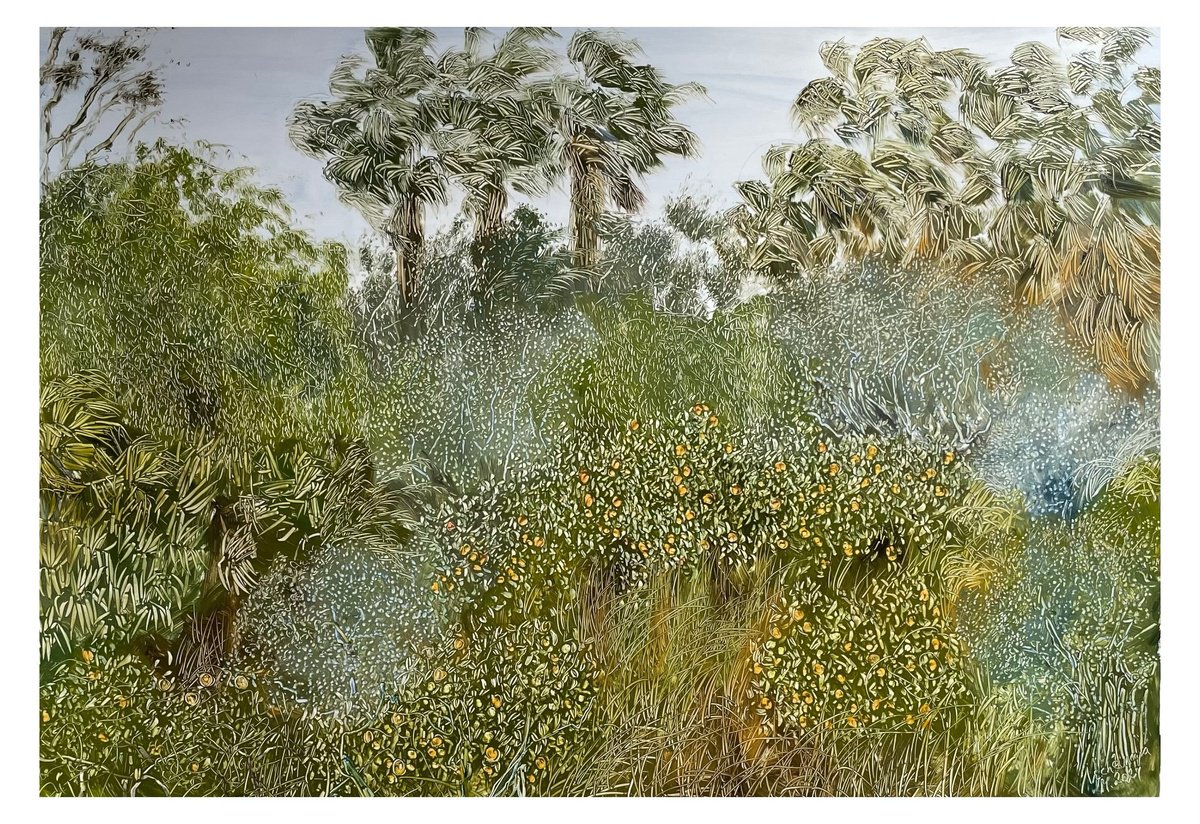 Impressionistic Landscape Oil Painting By Maija Nochevnaya, 28 X 20", Wind, Original Artwork